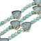 Natural Green Aventurine Beads Strands, with Light Gold Brass Edge, Triangle & Round, 6.5mm, Hole: 1.2mm, Triangle: 16.5x17.5x4mm, Hole: 1.2mm, about 23pcs/strand, 6.69 inch(17cm)