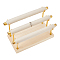 NBEADS 3-Tier Velvet Bar Ring Display Stand, Multi-Layer Ring Storage Shelf Detachable Metal Shelf for Rings Crafts Jewelry Storage Display, Wooden Base, Old Lace, 8.2?3.9?4.3
