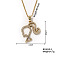 Elegant Fashion Brass Rhinestones Girl Pendant Sweet Simple Portrait Necklace, Golden, Crystal, 15.75 inch(400mm)