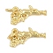 Brass Pendants, Gun Charms, with Jump Ring, Cadmium Free & Lead Free, Rack Plating, Long-Lasting Plated, with Jump Ring, Real 18K Gold Plated, 8x15x3mm, Hole: 3.2mm
