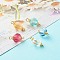 Pumpkin Glass Connector Charms, with Golden 304 Stainless Steel Loops, Mixed Color, 19x10mm, Hole: 2.5x2mm