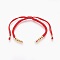 Nylon Cord Bracelet Making, with Brass Findings, Golden, Red, 5-1/2 inch(14cm)~11-3/8 inch(29cm), Hole: 2.5mm