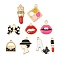 9Pcs Women Makeup Enamel Charm Pendant Colorful Alloy Enamel Charm Mixed Shape for Jewelry Necklace Bracelet Earring Making Crafts, Golden, 23x10mm