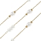304 Stainless Steel Cable Chains, with Glass & ABS Imitation Pearl, Ion Plating(IP), Real 18K Gold Plated, Soldered, with Spool, Round with Oval, White, 9.5x3.5mm, about 32.81 Feet(10m)/Roll