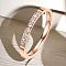 Stainless Steel and Crystal Rhinestone Finger Rings for Women, Rose Gold, US Size 9(18.9mm)