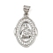 Brass Micro Pave Cubic Zirconia Pendants, Cadmium Free & Lead Free, Religion, Oval, Platinum, 21.5x14x2.5mm, Hole: 4.5x3.5mm