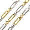 Ion Plating(IP) 304 Stainless Steel Two-Tone Link Chains, with Spool, Unwelded, Real 18K Gold Plated, 14x4.5x1.5mm, about 32.81 Feet(10m)/Roll