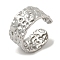 Non-Tarnish 304 Stainless Steel Textured Open Cuff Ring, Stainless Steel Color, US Size 7 1/2(17.7mm)