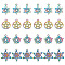 24Pcs 4 Styles Alloy Pendants, Star of David in Star of David & Ring with Ring, Rainbow Color, 19~25x16~20x1.5~3mm, Hole: 1.6~2mm, 6pcs/style