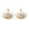 Brass Micro Pave Colorful Cubic Zirconia Pendants, with Enamel, Nickel free, Evil Eye, Real 18K Gold Plated, 16.5x22x3mm, Hole: 2x3mm