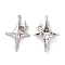 Rack Plating Alloy Pendants, Cadmium Free & Lead Free & Nickle Free, Star Charm, Platinum, 34x22.5x5mm, Hole: 1.4mm