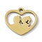 304 Stainless Steel Charms, Laser Cut, Heart with Couple Charm, Golden, 11.5x12.5x1mm, Hole: 1.2mm