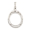 925 Sterling Silver Pendant Cabochon Settings, Prong Settings, with Cubic Zirconia, Rhinestone Claw Settings, Prong Settings, Oval, Real Platinum Plated, 29x19x5mm, Hole: 3x3.5mm, Tray: 17x14mm