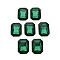 Pointed Back Glass Rhinestone Cabochons, Faceted, Rectangle Octagon, Med.Emerald, 25x18x8mm
