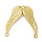 Eco-Friendly Brass Pendants, with Jump Ring, Lead Free & Cadmium Free, Angel Wings Charm, Real 18K Gold Plated, 25x27x1.5mm, Hole: 1.5mm