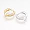 Brass Huggie Hoop Earring Findings, with Cubic Zirconia, Lead Free & Cadmium Free, Mixed Color, 15x2.5x13.5mm, Hole: 1.5mm, Pin: 0.9mm