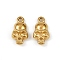 304 Stainless Steel Charms, Ion Plating(IP), Skull Charm, Real 18K Gold Plated, 12.5x7x3mm, Hole: 1.2mm