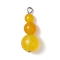Natural Dyed Malaysia Jade Round Beaded Pendants, Gourd Charms with Platinum Tone Iron Loops, 20.5~24x8~8.5mm, Hole: 1.5~3mm