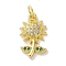 Rack Plating Brass Micro Pave Cubic Zirconia Pendants, Long-Lasting Plated, Lead Free & Cadmium Free, Flower, Real 18K Gold Plated, 17x10x2.5mm, Hole: 3.4mm