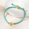 Adjustable Nylon Cord Bracelets, Brass Micro Pave Cubic Zirconia Letter Charms Jewelry for Women Men, Rack Plating, Long-Lasting Plated, Letter Y, 1/8 inch(0.3cm), Inner Diameter: 2-5/8 inch(6.6cm)