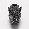 Brass Micro Pave Cubic Zirconia Beads, Leopard, Black, Gunmetal, 17x10x7mm, Hole: 1.5x2.5mm