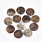 Spray Paint Natural Akoya Shell Pendants, Mother of Pearl Shell Pendants, Round, Sienna, 15x1~3mm, Hole: 1.1~1.5mm