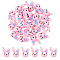 30Pcs Opaque Resin Pendants, Rabbit Head Charms with Platinum Iron Loops, Pearl Pink, 27.5x20x10mm, Hole: 2mm