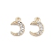 Brass Micro Pave Clear Cubic Zirconia Pendants, Cadmium Free & Nickel Free & Lead Free, Moon Charms, Real 18K Gold Plated, 7x5x1.5mm, Hole: 0.8mm