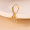 Halloween Theme Ghost Brass Micro Pave Clear Cubic Zirconia Hoop Nose Rings with Charms, Golden, Inner Diameter: 8mm