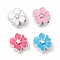 Brass Micro Pave Cubic Zirconia Beads, with Enamel, Cadmium Free & Lead Free, Long-Lasting Plated, Platinum, Flower, Mixed Color, 12x11.5x6mm, Hole: 2mm