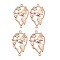 304 Stainless Steel Links Connectors, Teardrop with Bird, Rose Gold, 33.5x18.5x1.5mm, Hole: 1.6mm
