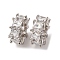 Brass Micro Pave Cubic Zirconia Beads, Long-Lasting Plated, Lead Free & Cadmium Free, Platinum, 10.5x4mm, Hole: 4.5mm