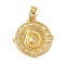 Rack Plating Brass Micro Pave Cubic Zirconia Pendant, Long-Lasting Plated, Cadmium Free & Lead Free, Flat Round with Conch, Real 18K Gold Plated, 18.5x17x2.5mm, Hole: 5x2.5mm