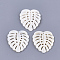 Freshwater Shell Pendants, Tropical Leaf Charms, Monstera Leaf , Seashell Color, 43~44x38~39x2~4mm, Hole: 1.5~2.5mm
