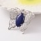 Butterfly Platinum Tone Brass Natural Lapis Lazuli Pendants, Dyed & Heated, 43x45x7mm, Hole: 9x5mm