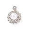 Eco-friendly Rack Plating Brass Micro Pave Cubic Zirconia Pendants, with ABS Platic Imitation Pearls, Cadmium Free & Lead Free, Long-Lasting Plated, Flower Charm, Platinum, 26x19.5x12.5mm, Hole: 2x3.5mm