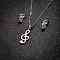 Stainless Steel Musical Note Stud Earrings & Pendant Necklaces Sets for Women, Stainless Steel Color, 65x50mm