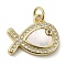 Brass Micro Pave Cubic Zirconia Pendants, Cadmium Free & Lead Free, with Shell, Fish, Real 18K Gold Plated, 14x17x3mm, Hole: 3.4mm