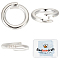 6Pcs 925 Sterling Silver Twister Clasp, Ringwith 1Pc Double Sided Suede Fabric Silver Polishing Cloth, Silver, 10~80x0.5~1.5mm
