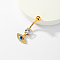 Eye-shaped Stainless Steel Clear Cubic Zirconia Navel Rings for Women's Party Wear, Golden, 30x15mm