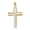 Brass Micro Pave Cubic Zirconia Pendants, Cadmium Free & Lead Free, with Shell Charms, Virgin Mary, Real 18K Gold Plated, Cross, 34x21.5x2.5mm, Hole: 3.5x4mm
