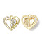 Rack Plating Alloy Rhinestone Pendants, Lead Free & Cadmium Free & Nickel Free, Heart Charms, Light Gold, Crystal, 19x18.5x3mm, Hole: 1.6mm