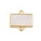 Brass Pave Natural White Shell Connector Charms, Real 18K Gold Plated, Long-Lasting Plated, Lead Free & Cadmium Free, Rack Plating, Rectangle, 12.5x13x2mm, Hole: 1.4mm