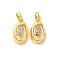 Brass Micro Pave Cubic Zirconia Pendants, Cadmium Free & Nickel Free & Lead Free, Oval, Real 18K Gold Plated, 15.5x9x4.5mm, Hole: 5x3mm