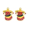 Cinco De Mayo Theme Alloy Enamel Pendants, Golden, Hot Pepper, 26x20x1mm, Hole: 1.8mm