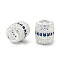 Brass Micro Pave Cubic Zirconia European Beads, Large Hole Beads, Barrel, Rack Plating, Cadmium Free & Lead Free, Long-Lasting Plated, Silver, Dark Blue, 10x9mm, Hole: 5mm