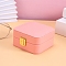 Imitation Leather Jewelry Boxes, with Velvet and Mirror Inside, for Rings, Necklaces, Earrings, Rings Storage, Square, Pink, 10x10x5.8cm