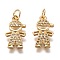 Brass Micro Pave Clear Cubic Zirconia Pendants, Long-Lasting Plated, with Jump Ring, Boy, Golden, 16x9.5x2mm, Jump Ring: 5x1mm, 3mm Inner Diameter