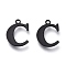 304 Stainless Steel Charms, Laser Cut, Alphabet, Electrophoresis Black, Letter.C, 12.5x9.5x0.8mm, Hole: 1mm