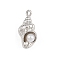 Shell Shape Brass ABS Imitation Pearl Pendants, Rack Plating, Long-Lasting Plated, Cadmium Free & Lead Free, Platinum, 18x9x8mm, Hole: 1.2mm